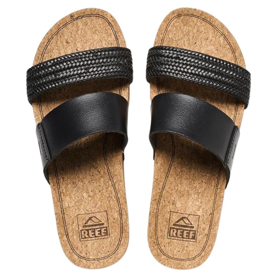 Reef Women's Cushion Vista Hi Black Braid Sandals